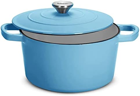 Klee 4-Quart Dutch Oven Pot with Self-Basting Lid (Dusty-blue) - Heavy-Duty Enameled Cast Iron Dutch Oven Casserole Dish for Braising, Broiling, Baking, Frying, and More - Oven-Safe Up To 500°F Shop